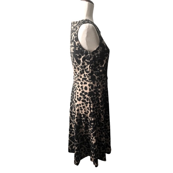 212 Collection Ponte Fit Flare Knit Dress Size XS Black Tan Sleeveless Zipper - Picture 6 of 11